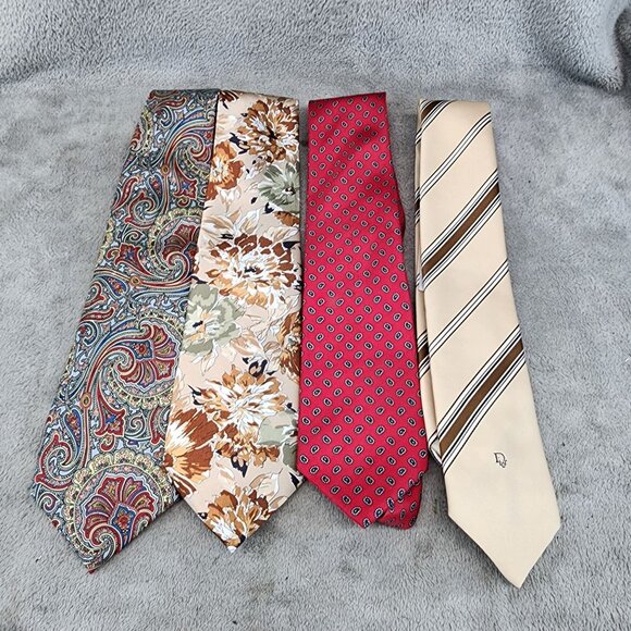Unbranded Other - Four Piece Tie Assortment Set Mens Christian Dior Claudio Gatti Carlo Colombo